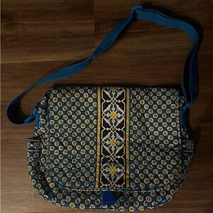 Vera Bradley Messenger Bag Riviera Blue Yellow
